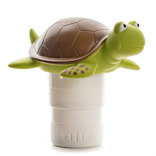 XY-WQ Chlorine Floater, Floating Pool Chlorine Dispenser (Turtle), Fits 1 and 3 Inch Tablets for Large and Small Pools, Hot Tub, Spa