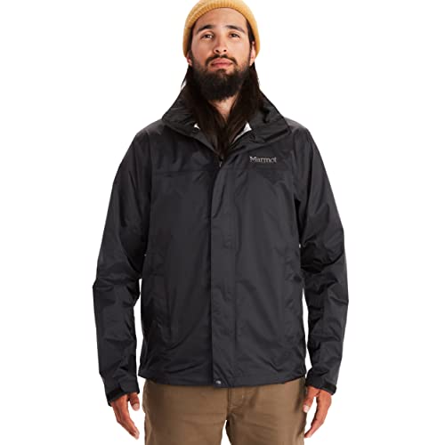 MARMOT Men's Precip Eco Jacket | Lightweight, Waterproof Jacket for Men, Ideal for Hiking, Jogging, and Camping, 100% Recycled, Black, X-Large