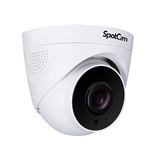 SpotCam TC1 2K Cloud AI WiFi Business Dome IP Camera, Indoor, 2.4/5 GHz Wi-Fi Dual-Band, Two Way Audio, Night Vision, Human Detection, Support SD Card, Free 24 Hour Cloud Recording, Made in Taiwan