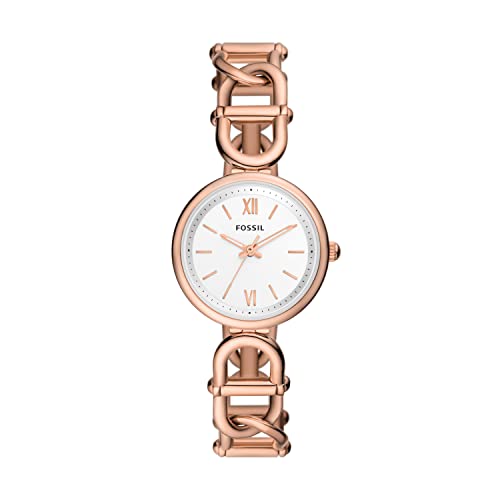 Fossil Women's Carlie Quartz Stainless Steel Three-Hand Watch, Color: Rose Gold (Model: ES5273)