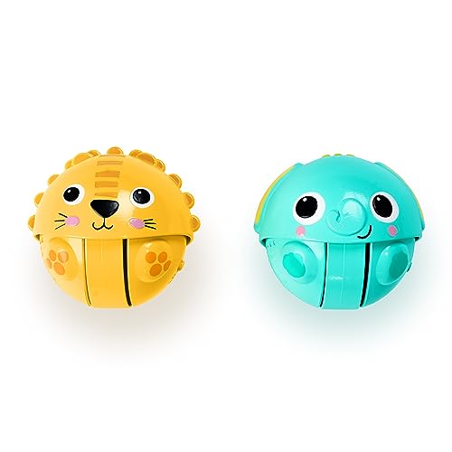 Bright Starts Giggables Roll & Chase Pals Crawling Toy, Lion & Elephant, Unisex, Infant to Toddler, 2-Pack