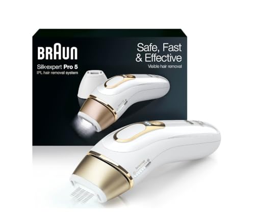 Braun IPL Long-Lasting Hair Removal for Women and Men, Silk Expert Pro 5 PL5137 with Venus Swirl Razor, Long-lasting Reduction in Hair Regrowth for Body & Face, Corded, PL5137