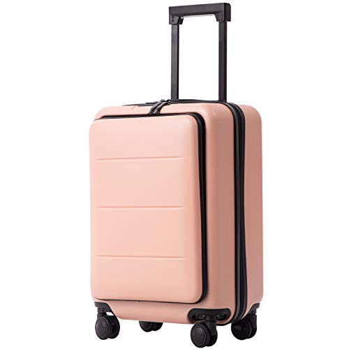 Coolife Luggage Suitcase Piece Carry On ABS+PC Spinner Trolley with pocket Compartmnet(Sakura pink, 20in(carry on))