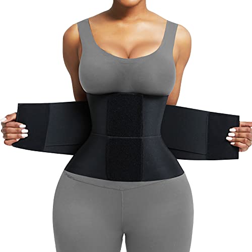 FeelinGirl Neoprene Sweatinging Workout Waist Trainer Corset Trimmer Belt for Women Weight Loss Black M