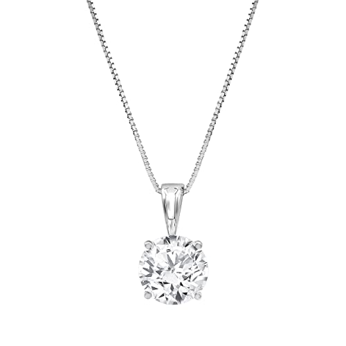 La4ve Diamonds Solitaire Pendant for Women - 14K White Gold 1.00 Carat 4 Round-cut Lab Grown Diamond Solitaire Stud Pendant Necklace | Jewelry for Women Girls | Gift Box Included