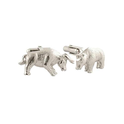 David Donahue Men's Sterling Silver Bull and Bear Cufflinks (CL128402)