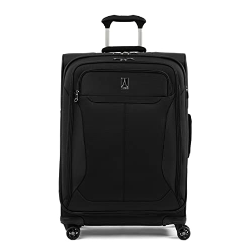 Travelpro Tourlite Softside Expandable Luggage with 4 Spinner Wheels, Lightweight Suitcase, Men and Women, Black, Checked-Medium 25-Inch