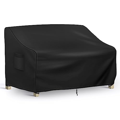 Richwon Patio Loveseat Cover Waterproof, 2-Seater Outdoor loveseat Cover, Patio Furniture Covers with Air Vent and Handles, 54W x 37D x 35H Inches, Black