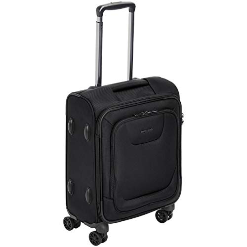 Amazon Basics Expandable 20.4-inch Softside Carry-On Luggage with TSA Lock, 4 Double-Wheeled Spinners, Corner Guards, Black