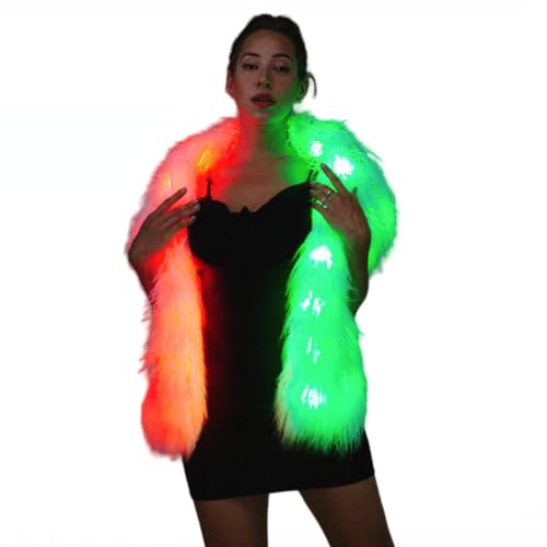 bDDeDD Women Neck Scarf, Winter Wraps Faux Fur Boa Shawl,Party with LED Light Up Long Scarves 100color