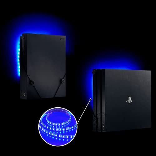 USB LED Light Strip by FLOATING GRIP - Mood Lighting Accent & Gamer Decor for Game Rooms - Fits on Playstation or Xbox - Adhesive Strips, Easy Installation & Removal (0.5 Meter, Blue)