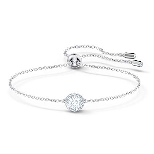Swarovski Angelic Bracelet with Clear Crystals on a Rhodium Plated Chain with a Bolo Style Adjustable Closure
