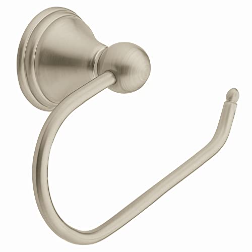 Moen DN8408BN Preston Collection Single Post European Toilet Paper Holder with Hardware, 2-3/8' W 6-1/2' D, Brushed Nickel