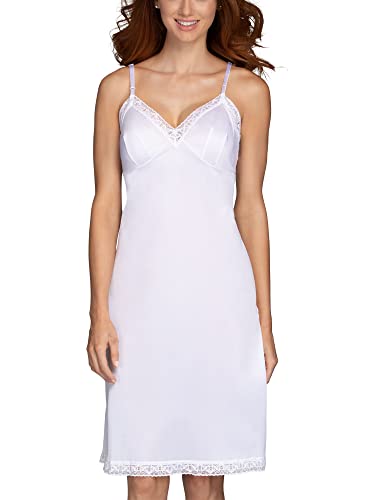 Vanity Fair Women's Anti-Static Nylon Full Slips for Under Dresses (S-5XL), Lace-24-White, 3X-Large