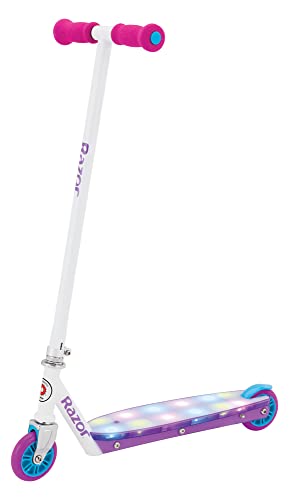 Razor Party Pop Kick Scooter for Kids Ages 6+ - 12 Multi-Color LED Lights, Urethane Wheels, Rear Fender Brake, For Riders up to 143
