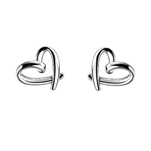 Minimalist Heart Sterling Silver Earrings for Women Girls Teens Charm Hollow Love Hearted Stud Tiny Small Cartilage Tragus Post Pin Hypoallergenic Pierced Ear Jewelry Birthday Valentine's Day Gifts
