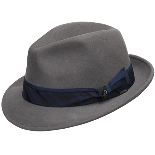 ULTRAFINO Wool Felt Trilby Snap Brim Fedora Hat Grey Large