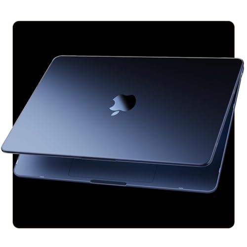 Soonjet Compatible for MacBook Air 13.6 inch Case M3 M2 2024-2022 Release Model A3113 A2681, Sturdy Protective Plastic Hard Shell Case Cover for MacBook Air M2 13 inch Case - Midnight Clear