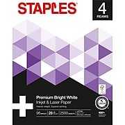 Staples Inkjet & Laser Paper, 8 1/2' x 11', Bright White, 4-Ream Case