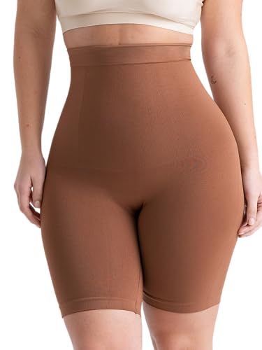 SHAPERMINT High Waisted Body Shaper Shorts - Shapewear for Women Tummy Control Small to Plus-Size, Latte X-Large / 2X-Large