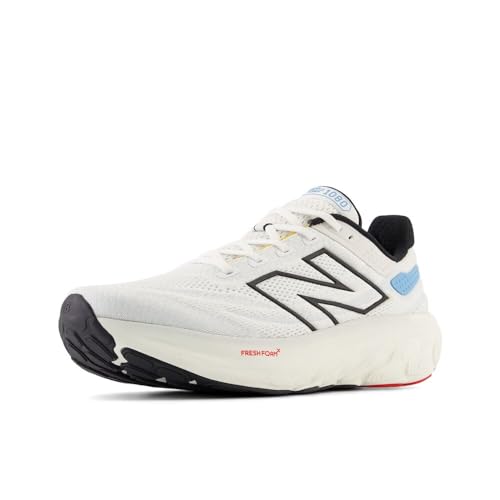 New Balance Men's Fresh Foam X 1080 V13 Running Shoe, White/Black/Coastal Blue, 9.5