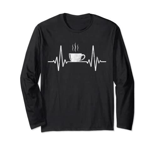 Funny Heartbeat Coffee Shirt Coffee Cup Frequency Long Sleeve T-Shirt