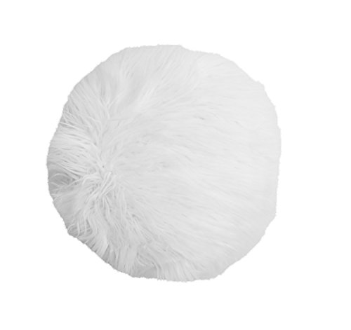 Thro by Marlo Lorenz TH015177002E 16' Kari Keller Round Faux Mongolian Pillow, 1 Count (Pack of 1), White
