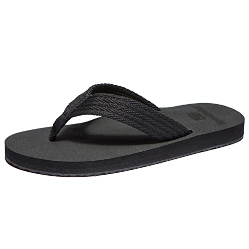 NewDenBer Mens Flip Flops Comfortable Thong Sandals Lightweight Beach Sandal (9.5 M US, All Black)