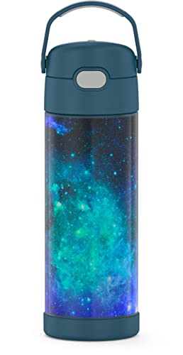 THERMOS FUNTAINER 16 Ounce Stainless Steel Vacuum Insulated Bottle with Wide Spout Lid, Galaxy Teal