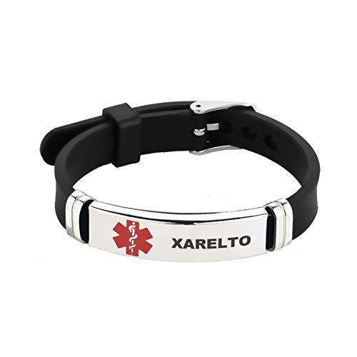 TGLS Women Men's Medical Alert ID Bracelet Xarelto Laser Engraved Bracelets Adjustable Silicone Wristband Emergency First Aid