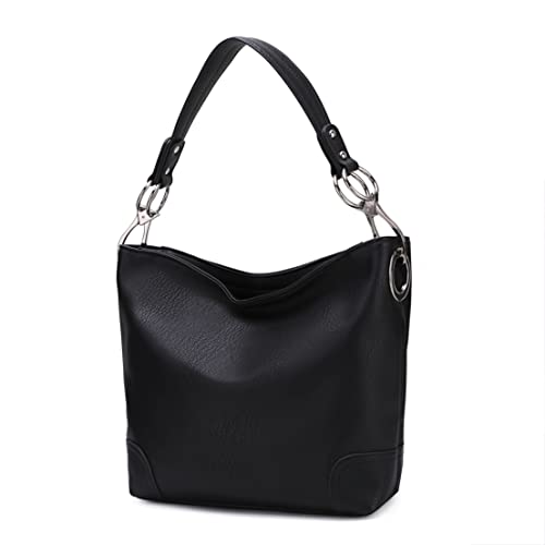 MKF Collection Hobo Purses for Women,Vegan Leather Handbag Slouchy Womens Shoulder bag – Fashion Top Handle Pocketbook Black by Mia k