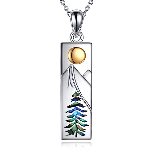 YFN Mountain Necklace for Women Sterling Silver Nature Necklace Jewelry Gift for Skiers, Hikers, Campers, Climbers and Nature Lovers (Silver-Mountain Nature Necklace)