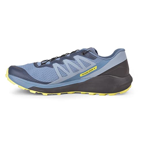 Salomon Sense Ride 4 Trail Running Shoes for Men, Copen Blue/Black/Evening Primrose, 9