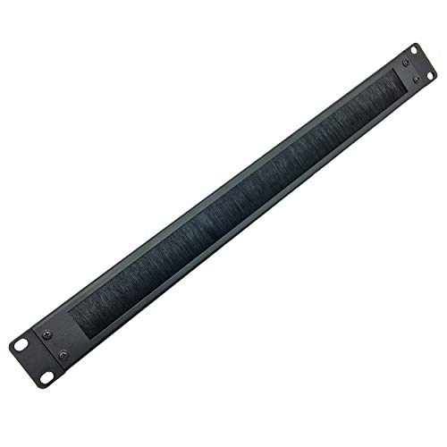 Jingchengmei 1U Disassembled Rack Mount Cable Management Panel with Brush for Cable Entry for 19-Inch Rack or Cabinet Black (BF01UAB2)