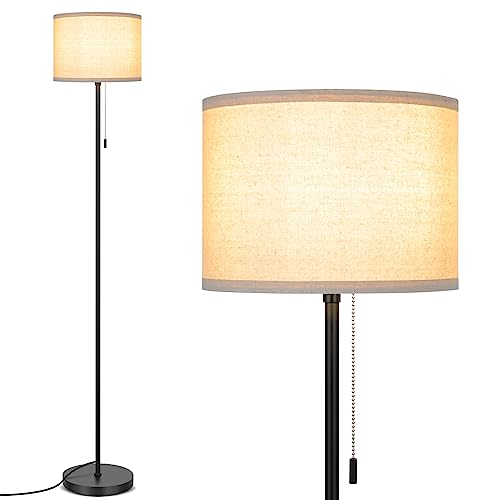 FOLKSMATE Floor Lamp for Living Room, LED Modern Simple Standing Lamps, Tall Lamp for Bedroom, Kid, Office, Reading Room Black Pole Light without Bulb