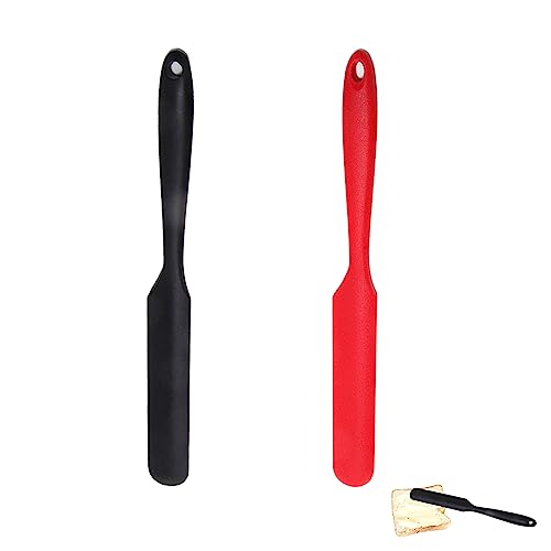 Jar Spatula, Silicone Jar Scraper with Long Handle, Jam Spreader for Peanut Butter, Kitchen Spatula for Baking and Cake Icing, Kitchen Must Have Small Silicone Spatula, Jar Blender (2Pcs)