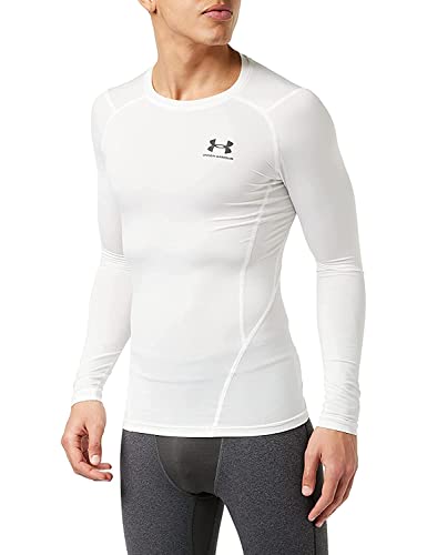 Under Armour Men's Armour HeatGear Compression Long-Sleeve T-Shirt , White (100)/Black , Large