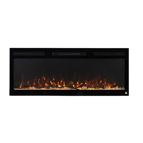 Touchstone Smart Electric Fireplace-The Sideline Fury 46 Inch Wide- 4.5 Inch Thin In Wall Recessed-100 Realistic Flame/Ember Bed Color Combos-Heater w/Thermostat-Larger Viewing Area-Alexa/WiFi Enabled