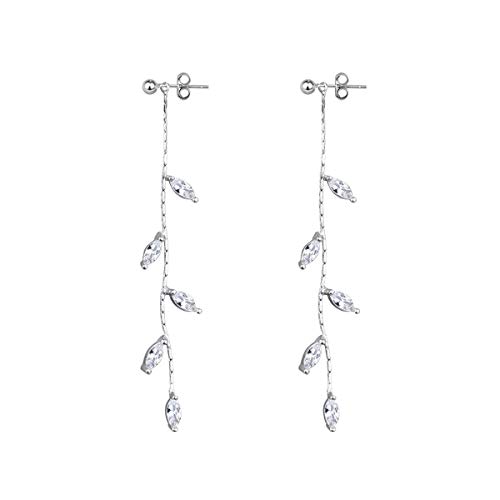 SLUYNZ 925 Sterling Silver Droplet Dangle Earrings Chain for Girls Olive Leaves Dangle Earrings Threader Tassel (A-Silver)