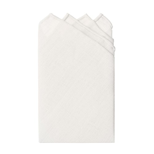 Jacob Alexander Linen Handrolled 15' x 15' Pocket Square Hanky - White