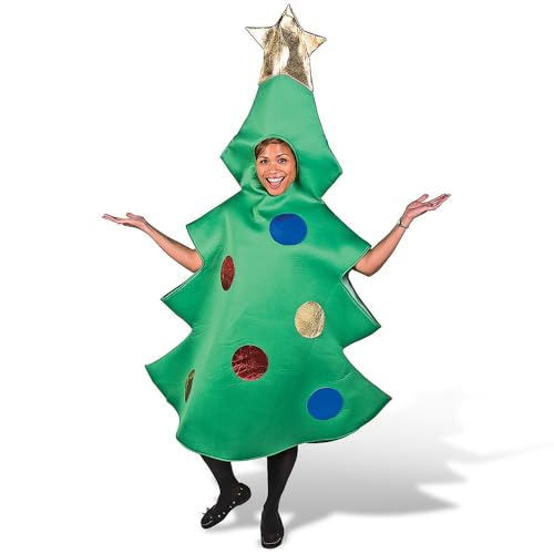 Oriental Trading Adult Christmas Tree Costume, One Size Fits Most, 1 Set, Fits Over the Head, Great for Parades and Holiday Parties