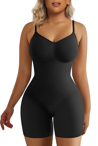SHAPERX Bodysuit for Women Tummy Control Shapewear Mid Thigh Butt Lifter Body Shaper Shorts,SZ5218-2-Black-4XL/5XL