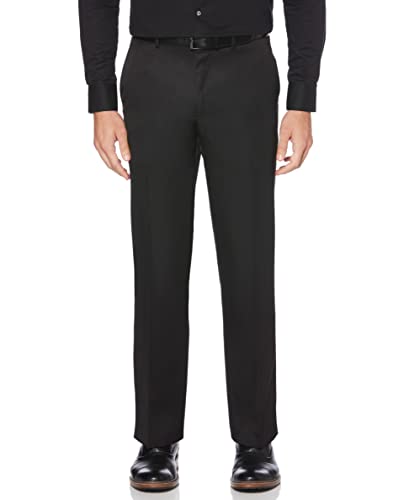 Perry Ellis Portfolio Men's Performance Dress Pant, Modern Fit, Non-Iron, Flat Front Stretch (Waist Size 30 - 42), Black, 32W x 30L