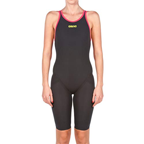 ARENA Women's Standard Powerskin Carbon Flex Vx Fbsl Open Back Racing Swimsuit, Dark Grey/Fluo Red, 28