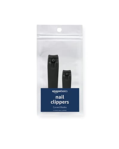 Amazon Basics Nail Clippers 2-Pack, Black