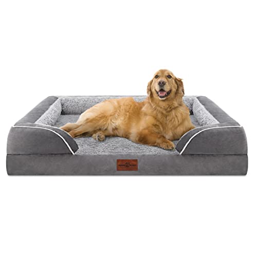 Comfort Expression Waterproof Orthopedic Foam Dog Beds for Extra Large Dogs Sofa Pet Bed Washable Removable Cover with Zipper and Bolster