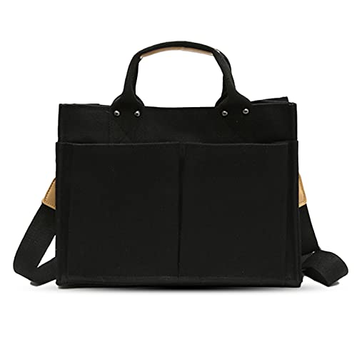 Valleycomfy Canvas Tote Bags for Women Large Shoulder Hobo Bags Handbags Purse Big Satchel Purses Multi-pockets Casual Work Bags Black