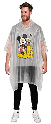 Disney Mickey Mouse Rain Poncho Hoodie Print Unisex Adult (Mickey Mouse & Pluto)