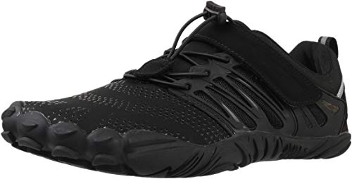 WHITIN Men's Minimalist Barefoot Trail Running Shoes Wide Width Toe BoxSize 9 Gym Workout Fitness Low Zero Drop Lightweight Minimus Comfort Black 42