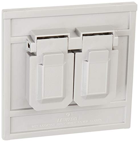 Leviton 4986-GY 1-Gang Duplex Device Wallplate Cover, Oversize, Weather-Resistant, Thermoplastic, Device Mount, Horizontal, Gray
